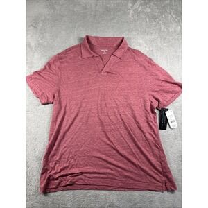 The Men's Store Johnny Collar Polo Men's Large Fire Island Red 100% Linen NWT